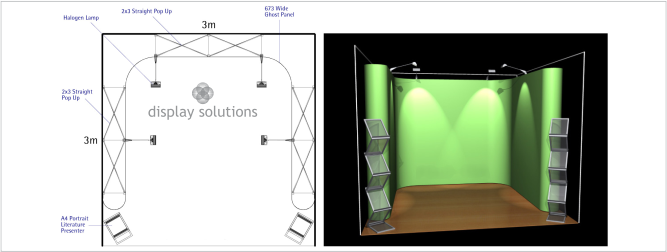 popup display exhibit solution 3x3m